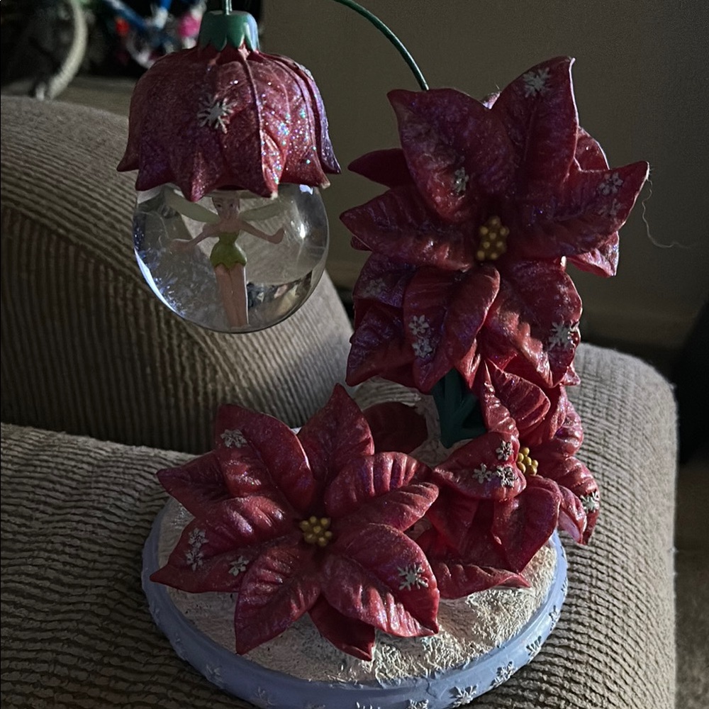 Disney Holiday Decor with Red Poinsettias